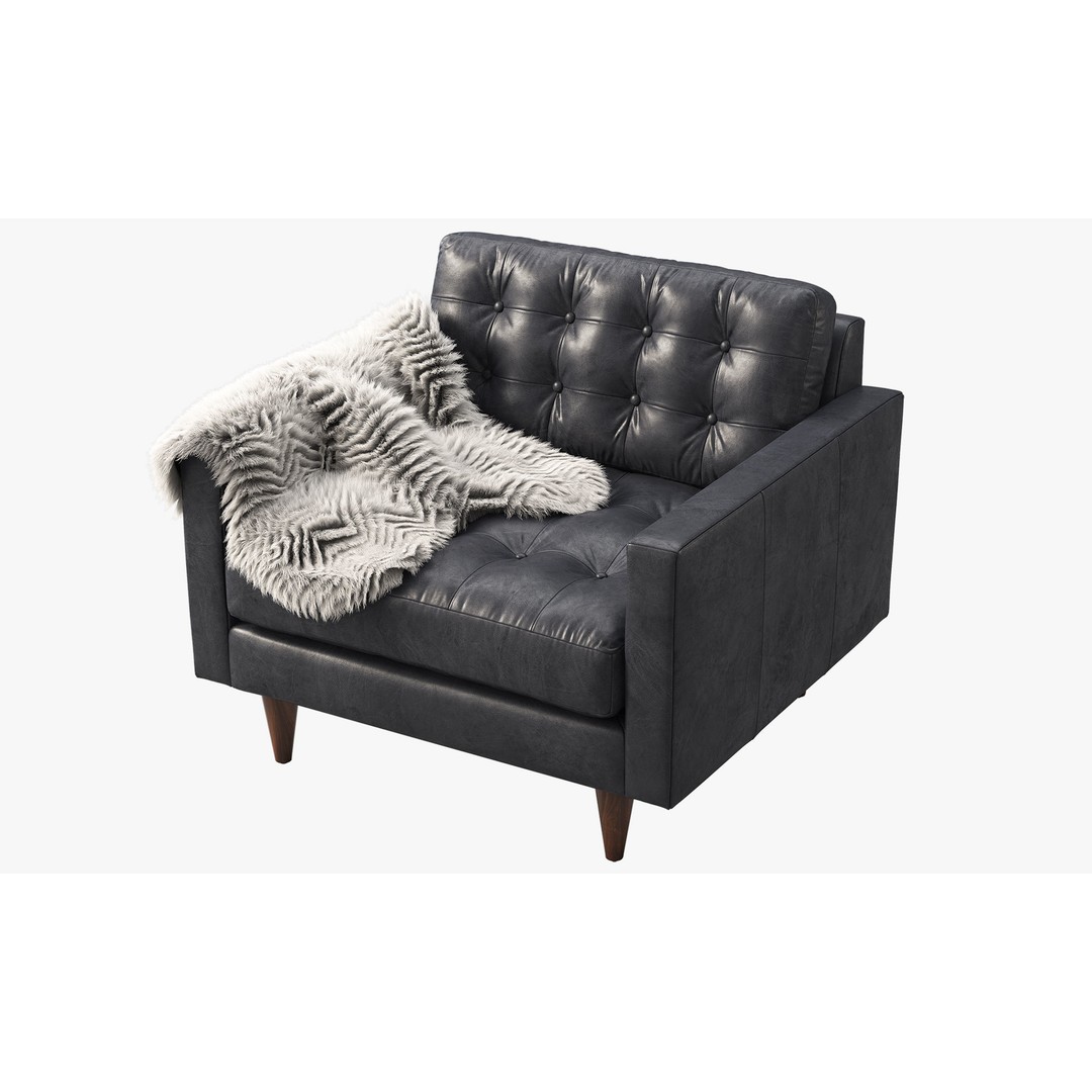 Joybird Eliot Leather Chair 3D Model – Tufted Modern Design, FBX, OBJ - View 13