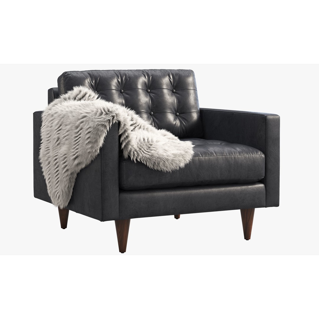 Joybird Eliot Leather Chair 3D Model – Tufted Modern Design, FBX, OBJ - View 5