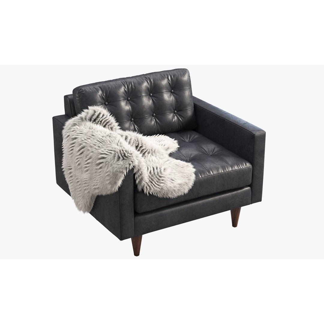 Joybird Eliot Leather Chair 3D Model – Tufted Modern Design, FBX, OBJ - View 7