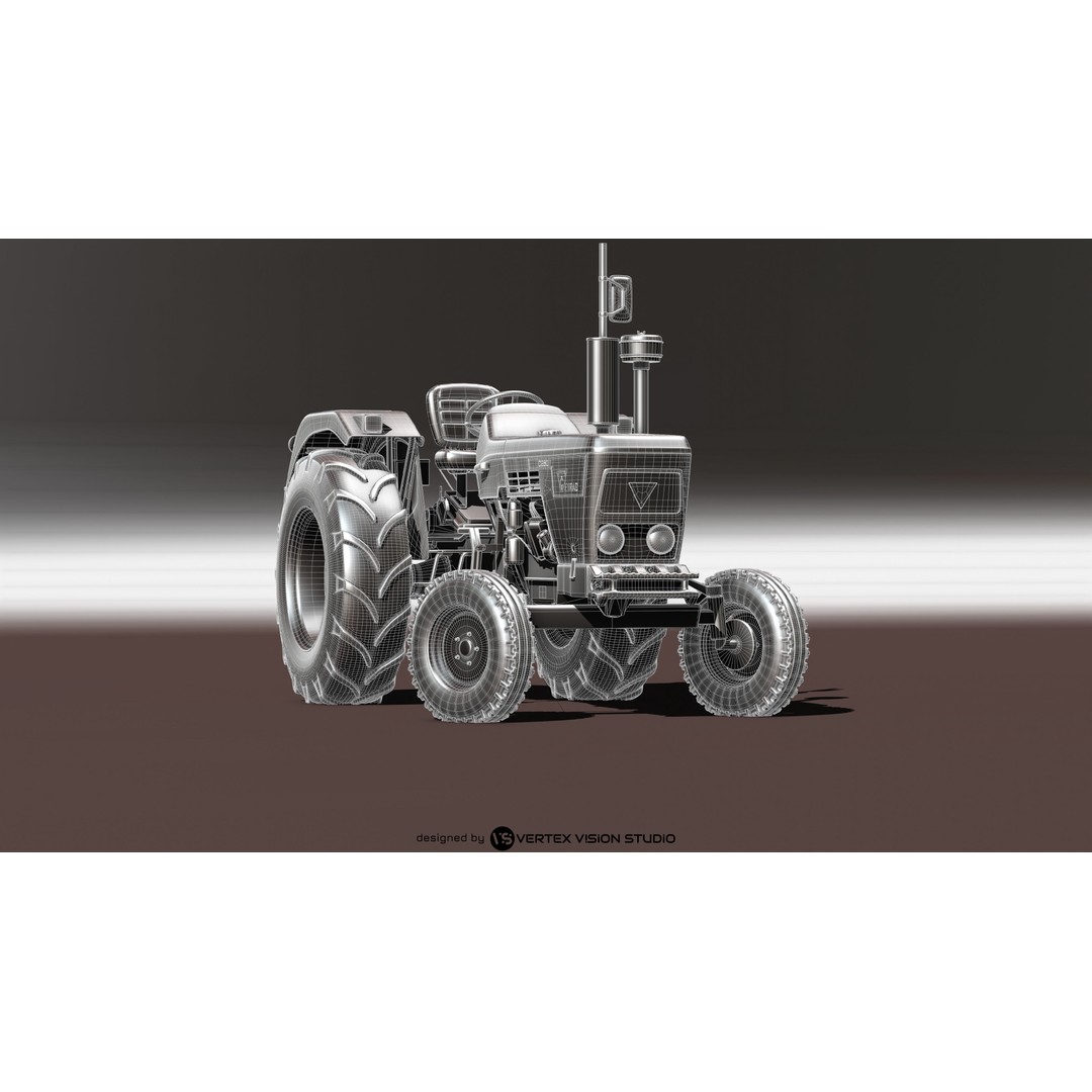 Cirta 6807 Tractor 3D Model – High-Quality Game Asset with Trailer and Water Tank - View 15