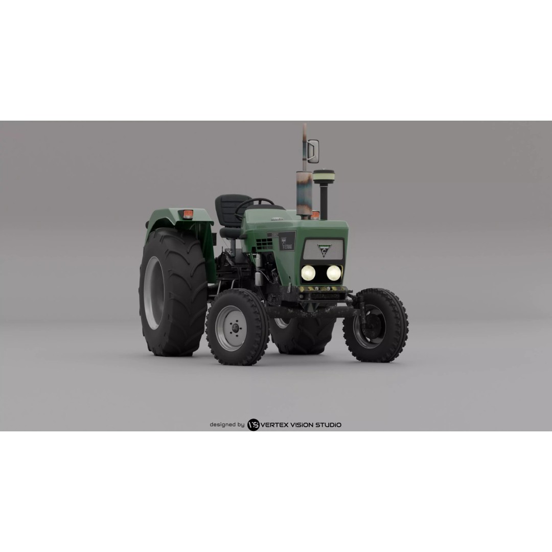 Cirta 6807 Tractor 3D Model – High-Quality Game Asset with Trailer and Water Tank - View 2