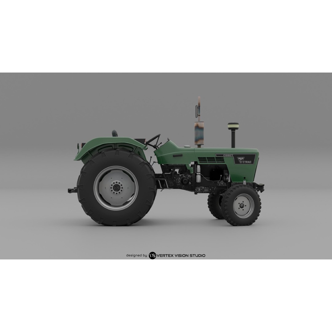 Cirta 6807 Tractor 3D Model – High-Quality Game Asset with Trailer and Water Tank - View 4