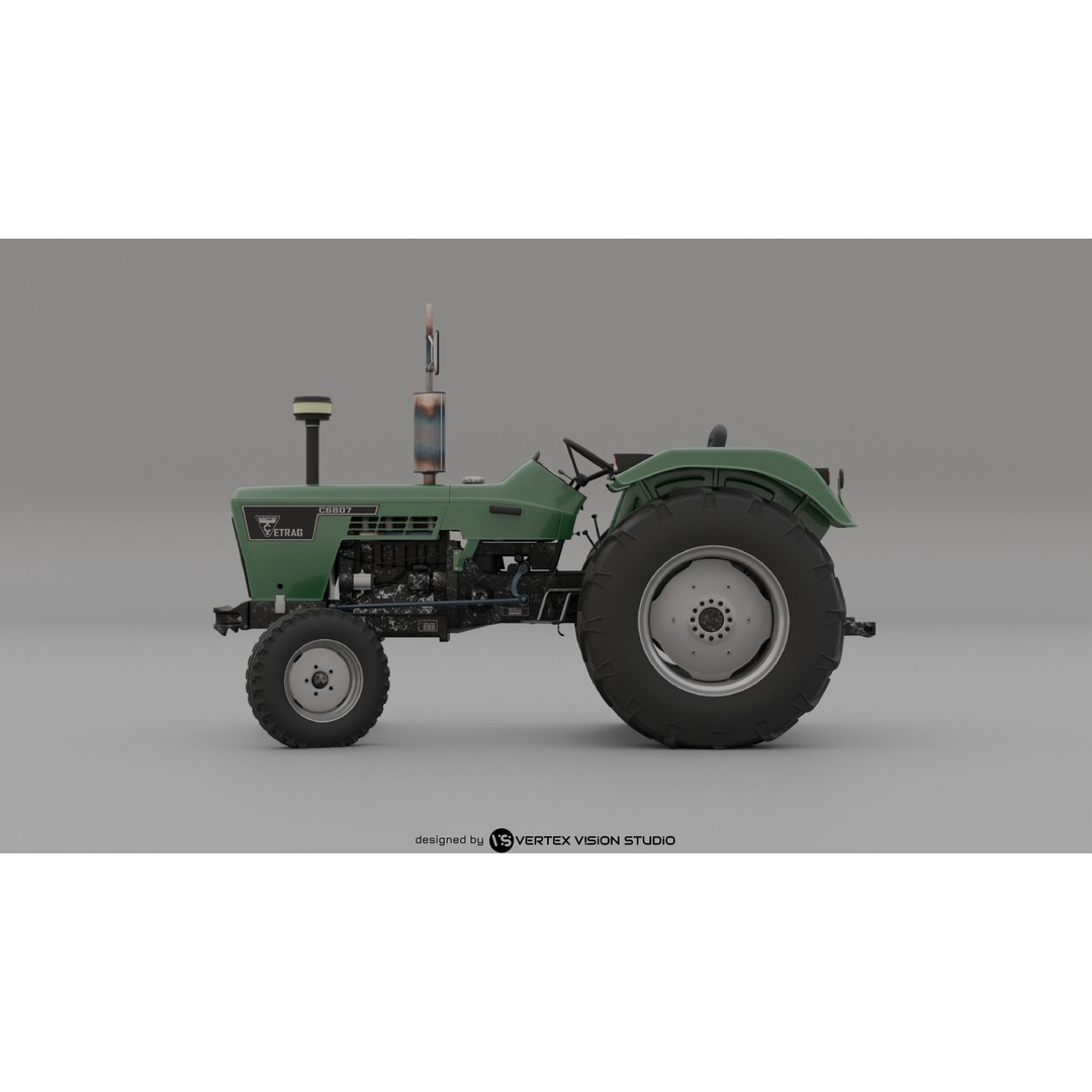 Cirta 6807 Tractor 3D Model – High-Quality Game Asset with Trailer and Water Tank - View 5