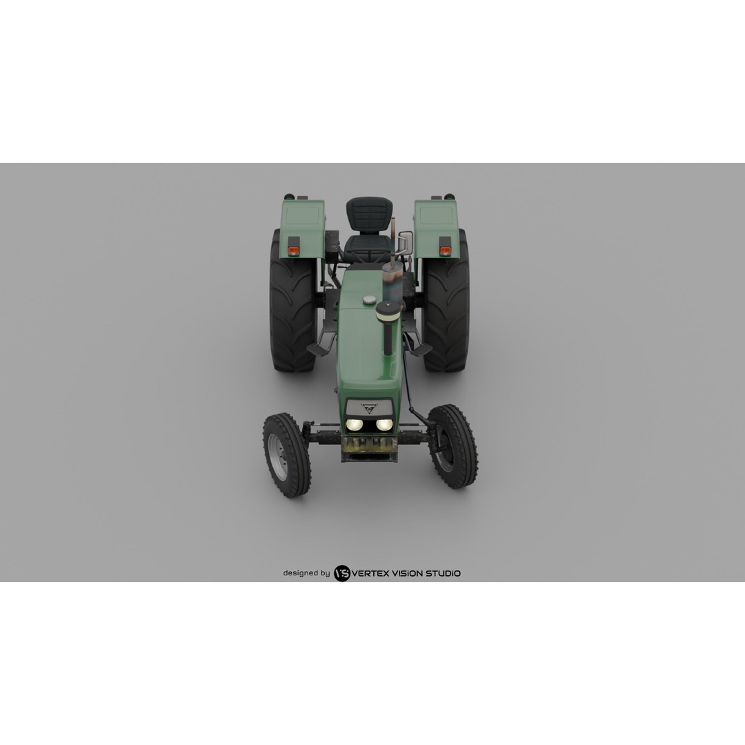 Cirta 6807 Tractor 3D Model – High-Quality Game Asset with Trailer and Water Tank - View 7