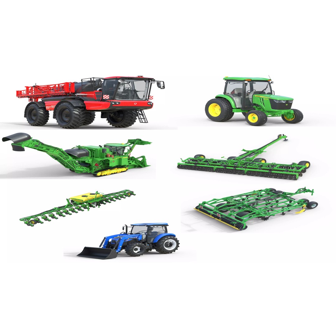 Farming Vehicle Collection 3D Model – Low Poly Game Asset, FBX, Blender - View 2