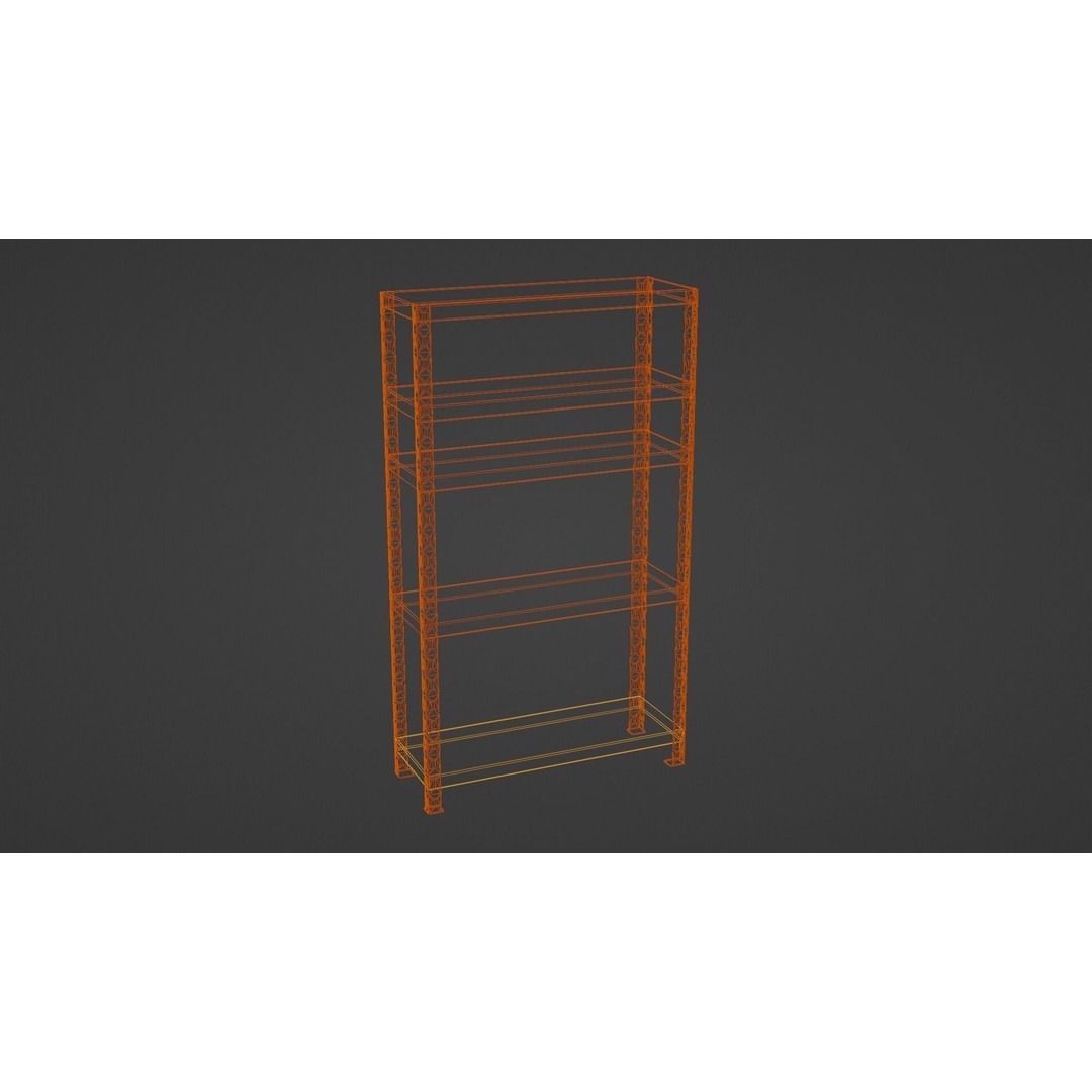Industrial Shelving Unit 3D Model – Low Poly PBR Interior Asset, FBX
