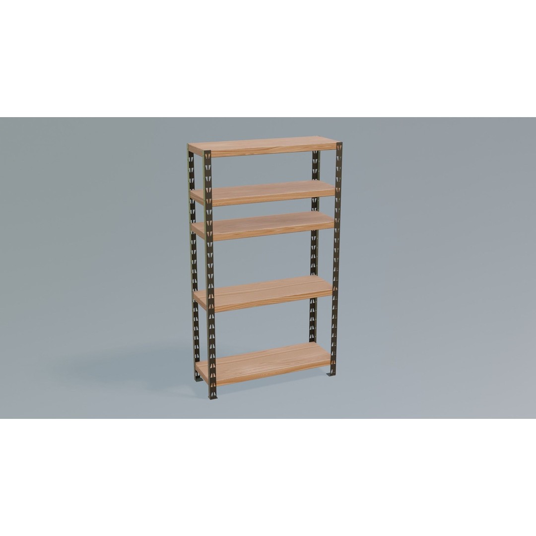 Industrial Shelving Unit 3D Model – Low Poly PBR Interior Asset, FBX - View 3