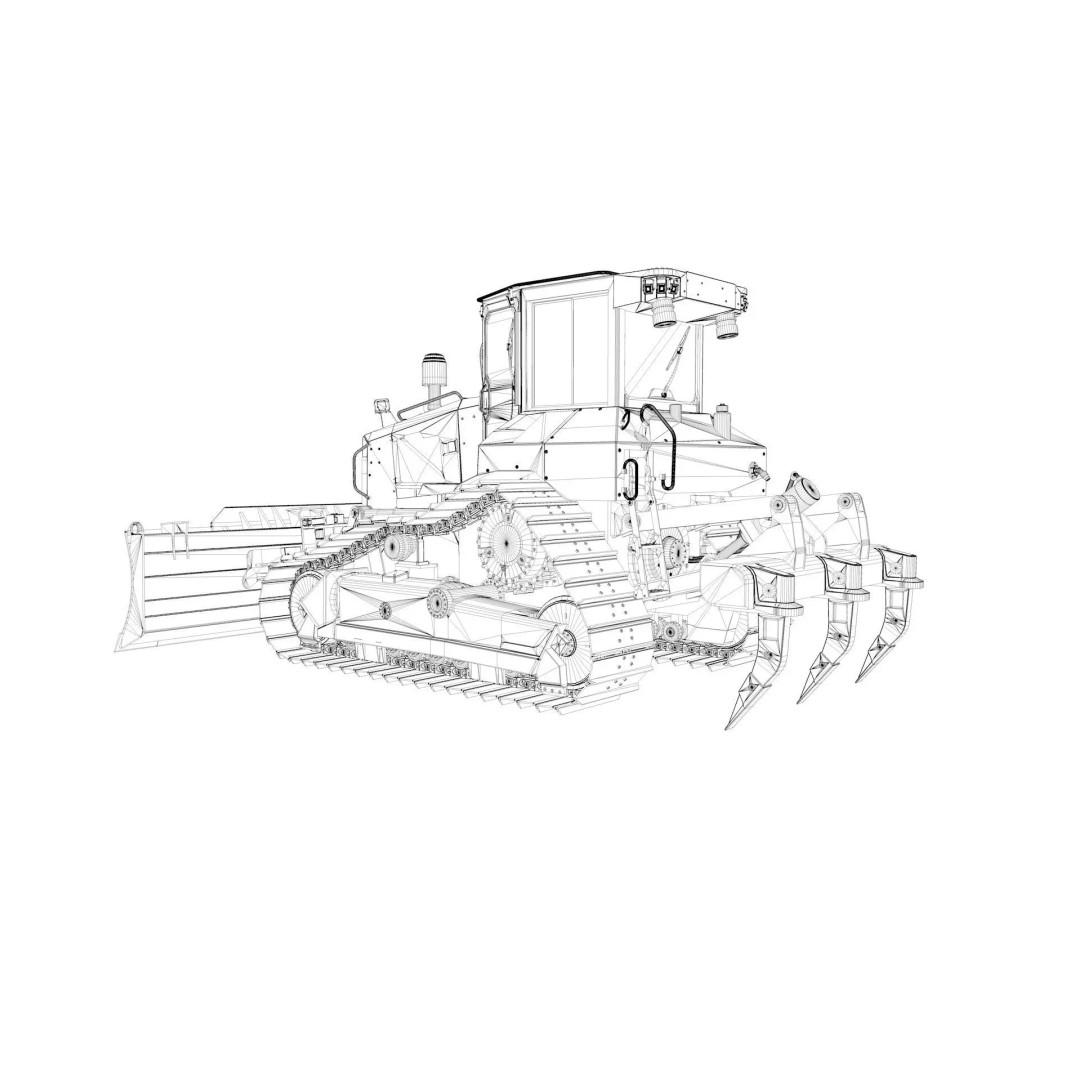 Medium Bulldozer 3D Model – Rigged Industrial Vehicle for Animation, FBX
