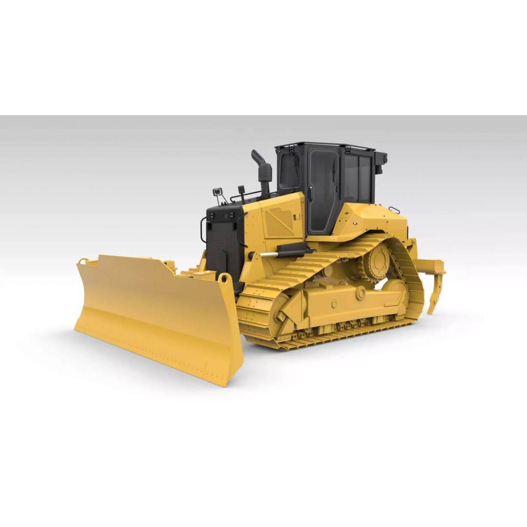 Medium Bulldozer 3D Model – Rigged Industrial Vehicle for Animation, FBX - View 3