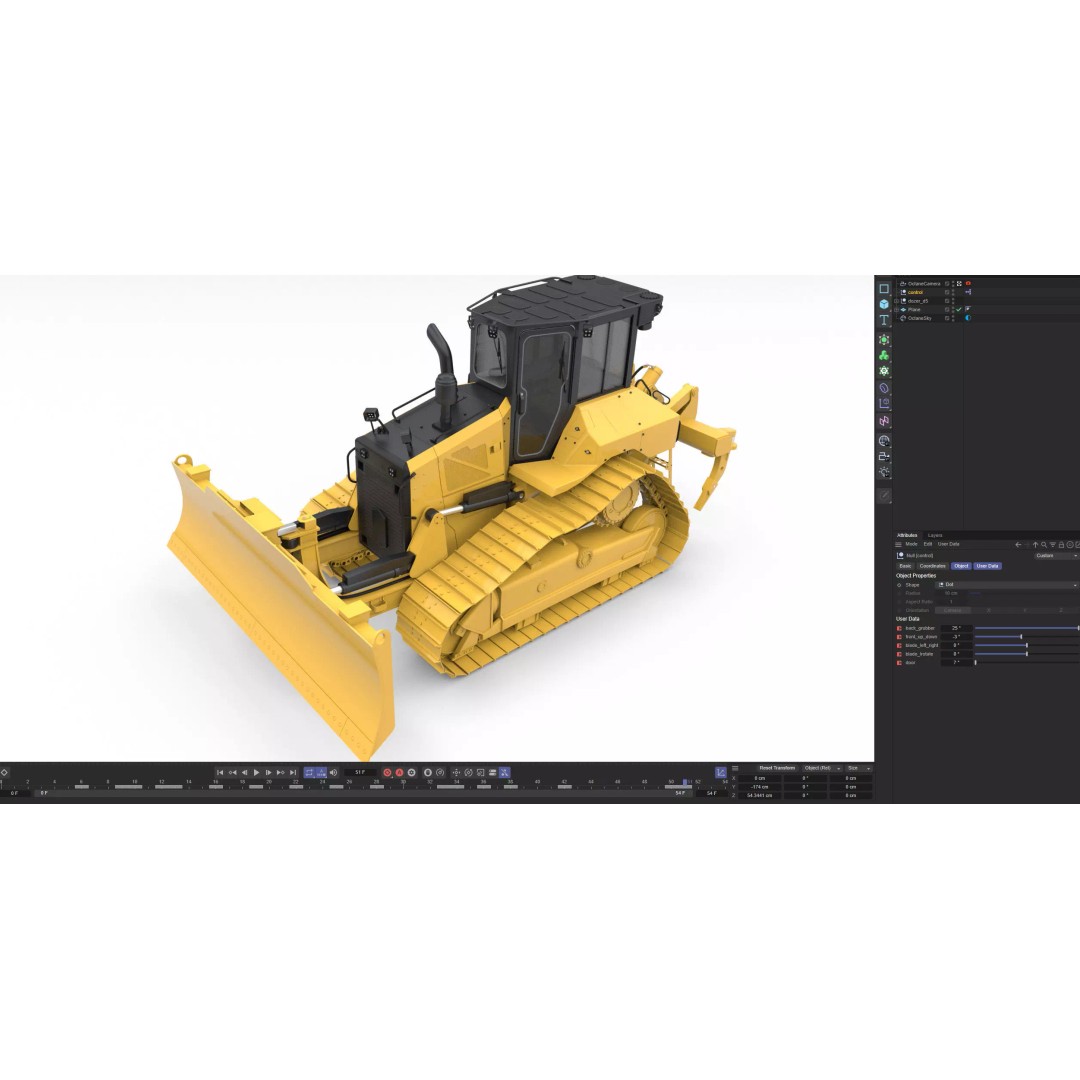 Medium Bulldozer 3D Model – Rigged Industrial Vehicle for Animation, FBX - View 58