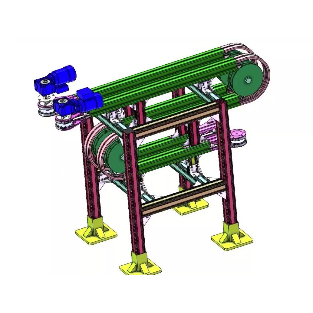 Side Grip Belt Conveyor 3D Model – Industrial Bottle Transfer System, FBX