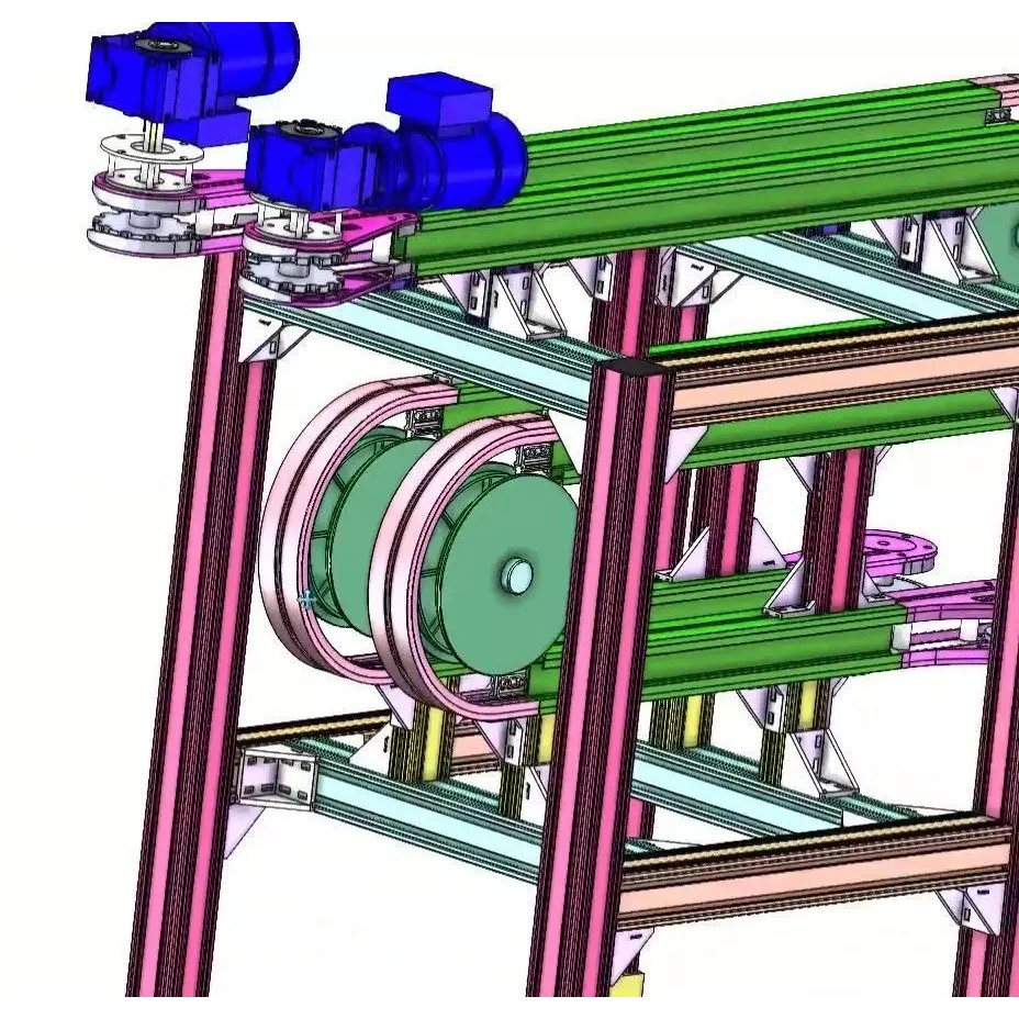 Side Grip Belt Conveyor 3D Model – Industrial Bottle Transfer System, FBX - View 15