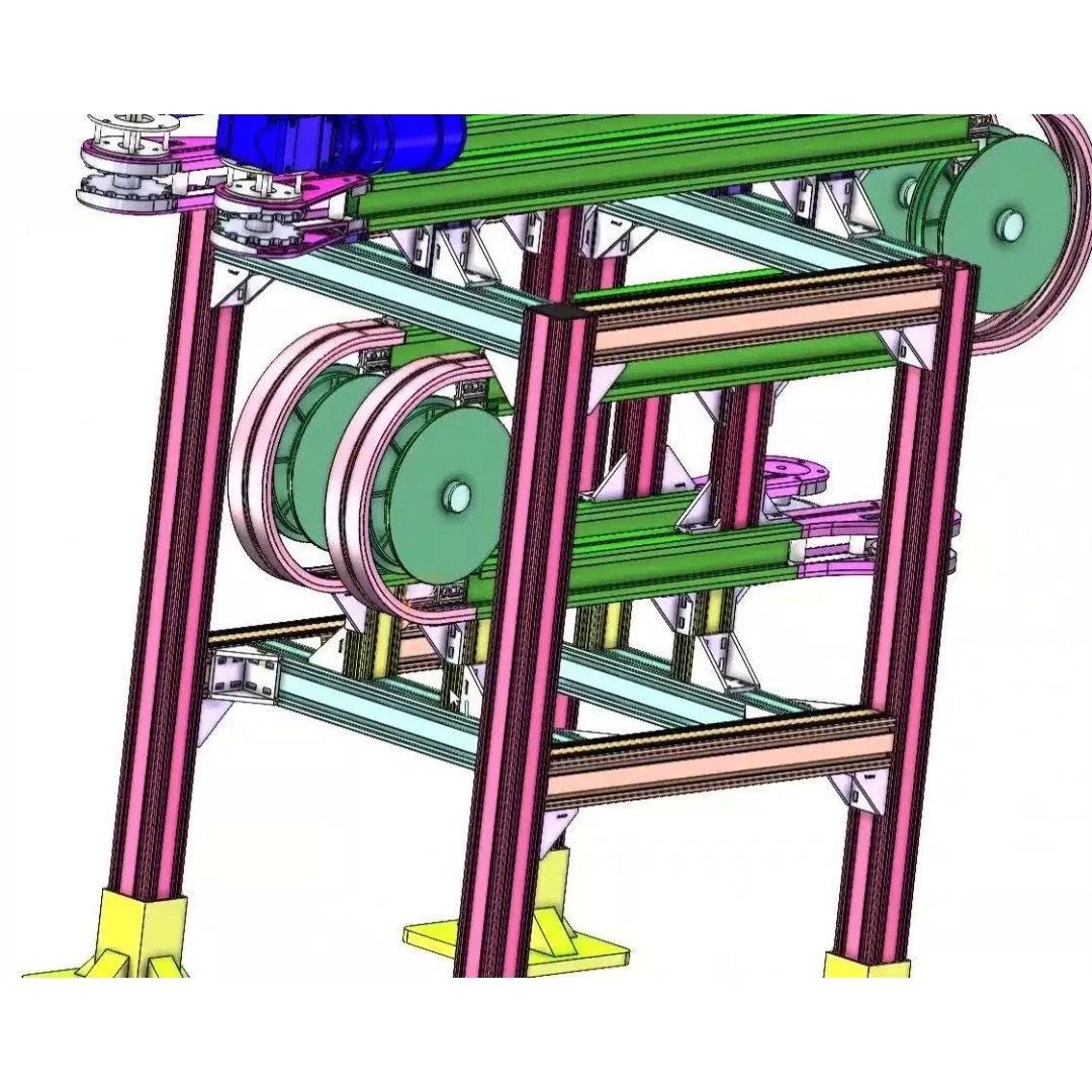 Side Grip Belt Conveyor 3D Model – Industrial Bottle Transfer System, FBX - View 16