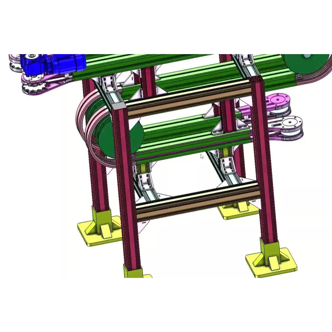 Side Grip Belt Conveyor 3D Model – Industrial Bottle Transfer System, FBX - View 17