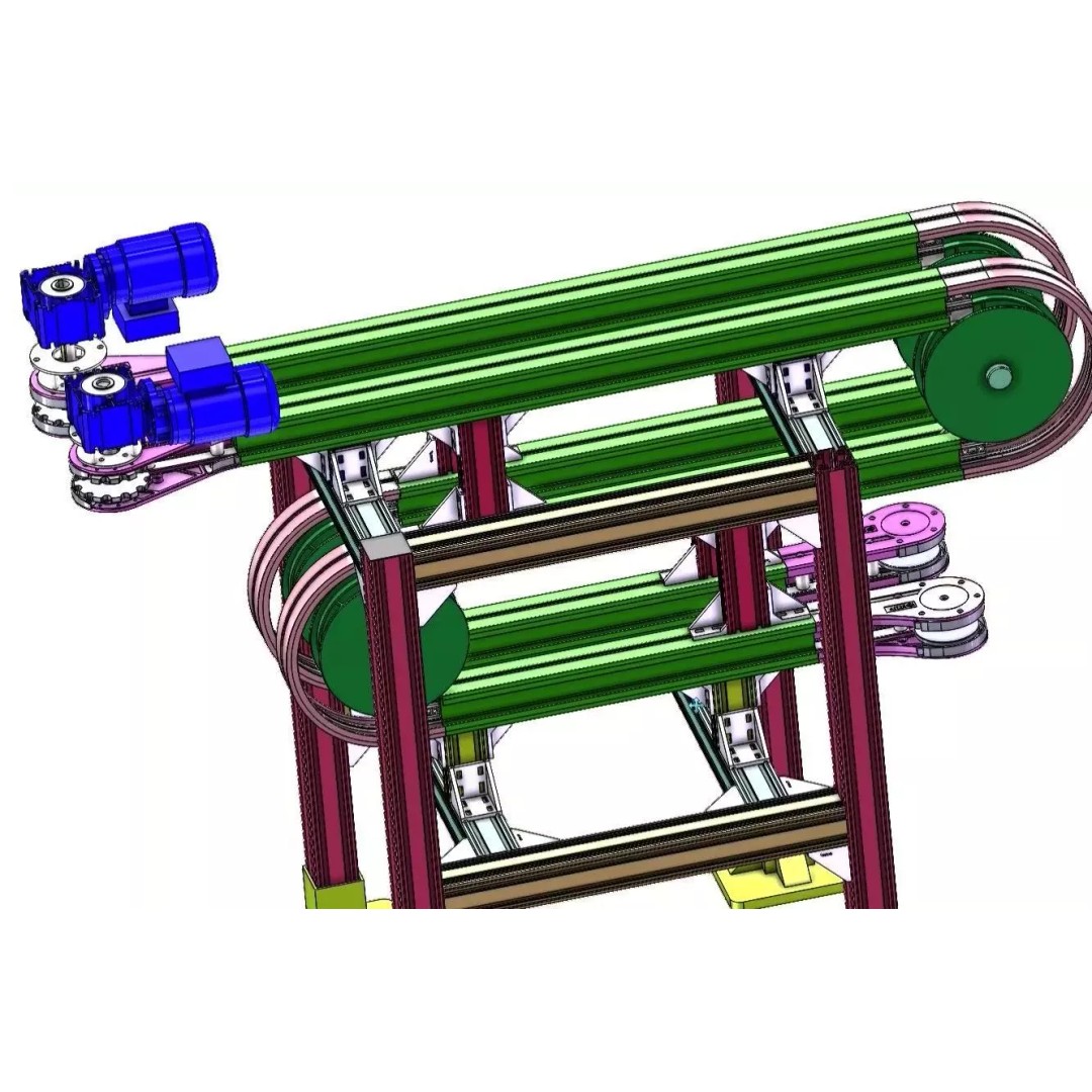 Side Grip Belt Conveyor 3D Model – Industrial Bottle Transfer System, FBX - View 18