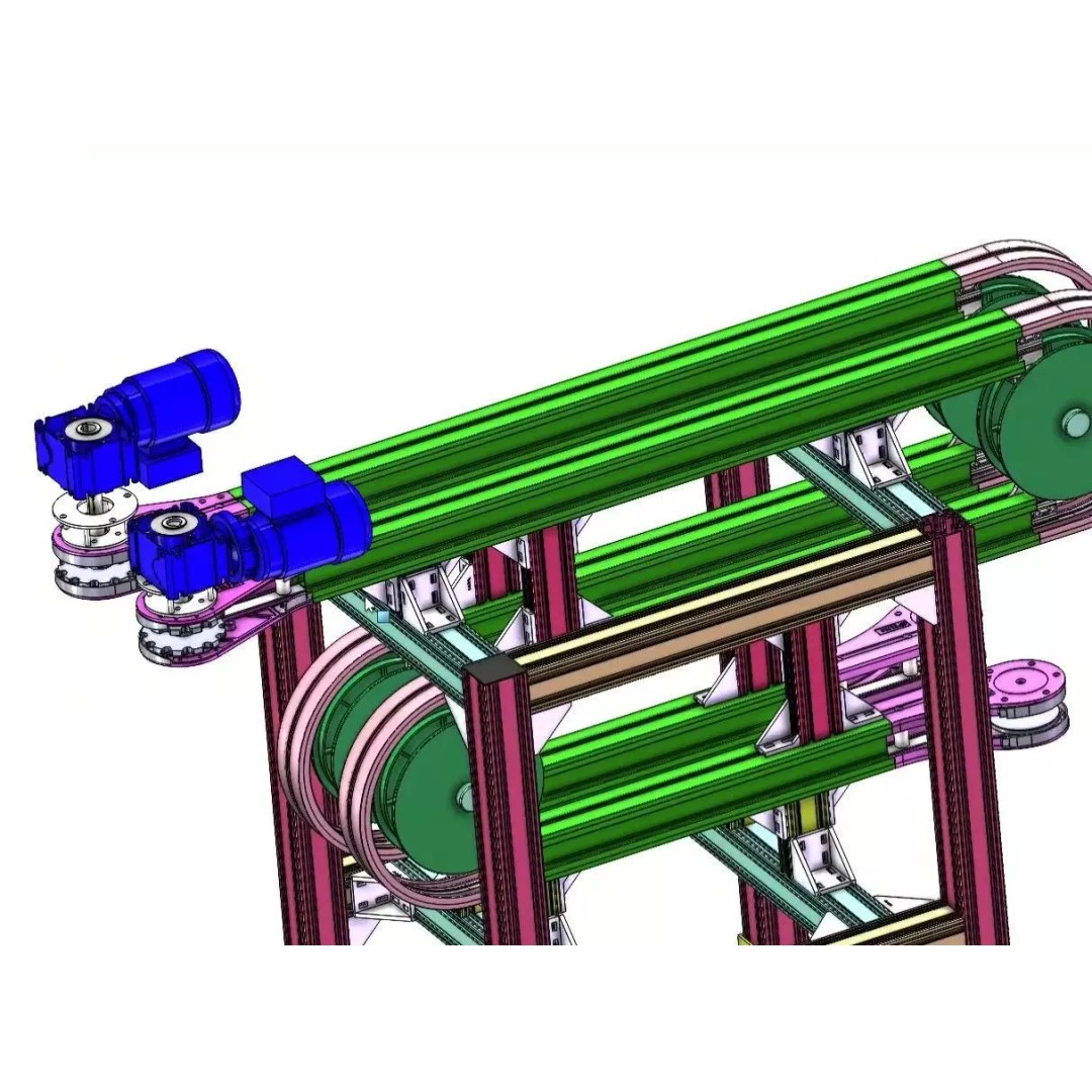 Side Grip Belt Conveyor 3D Model – Industrial Bottle Transfer System, FBX - View 21