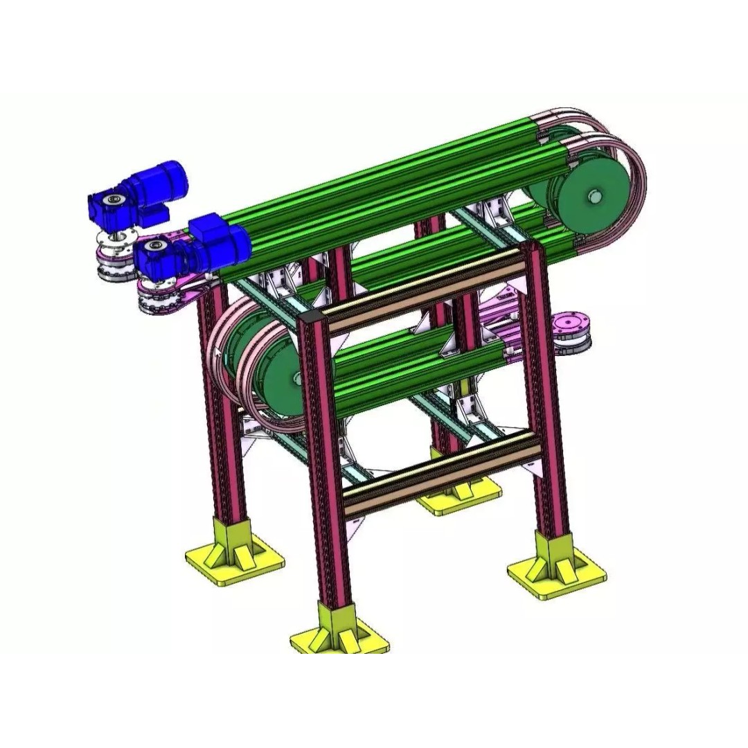Side Grip Belt Conveyor 3D Model – Industrial Bottle Transfer System, FBX - View 22