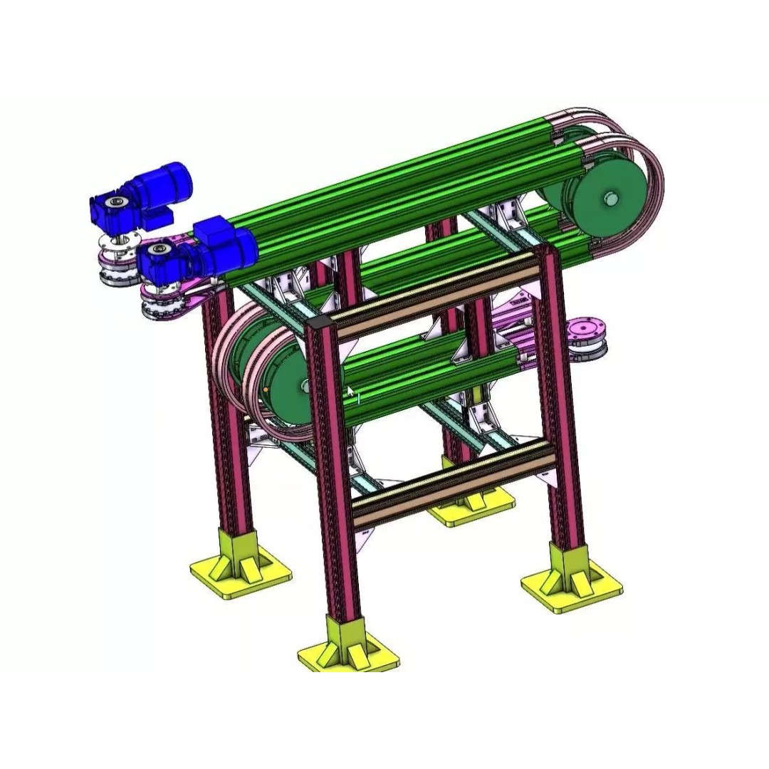 Side Grip Belt Conveyor 3D Model – Industrial Bottle Transfer System, FBX - View 3