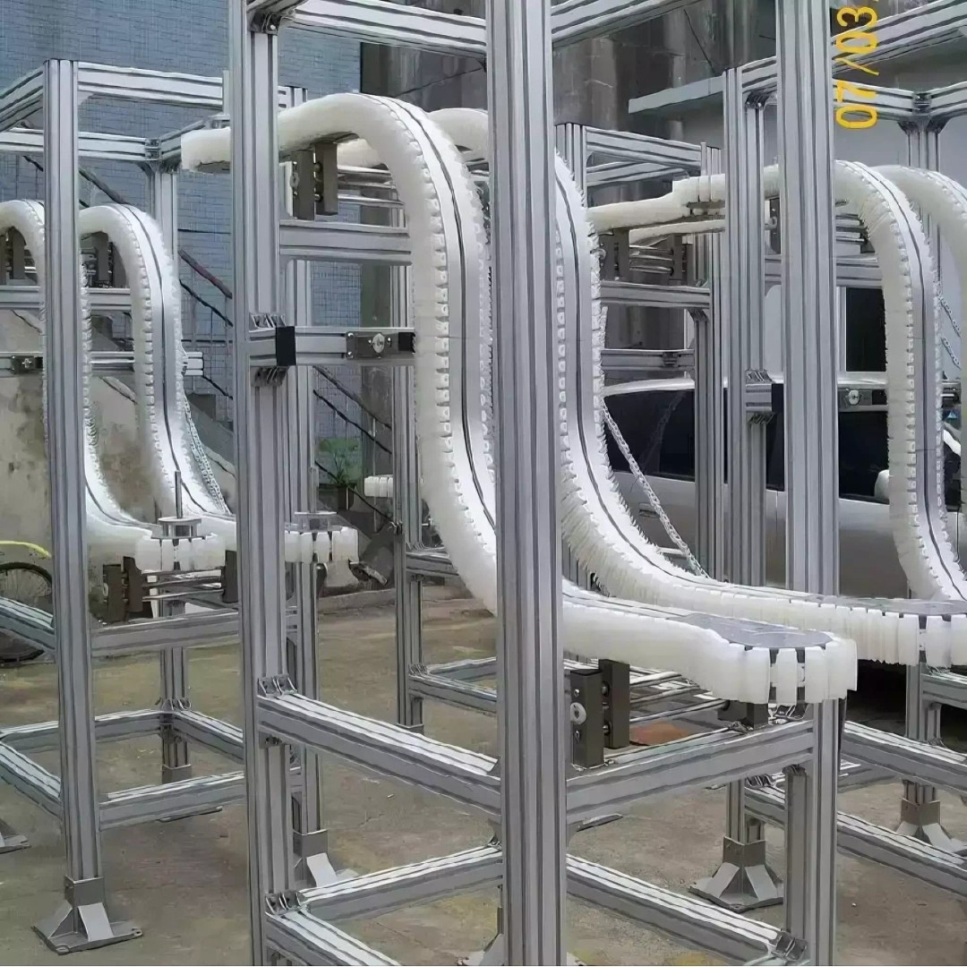 Side Grip Belt Conveyor 3D Model – Industrial Bottle Transfer System, FBX - View 4