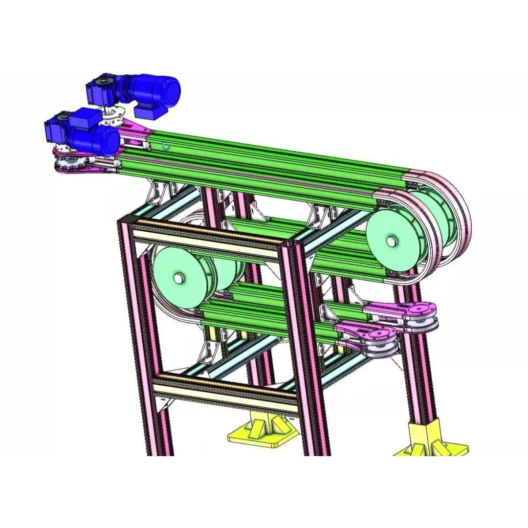Side Grip Belt Conveyor 3D Model – Industrial Bottle Transfer System, FBX - View 6