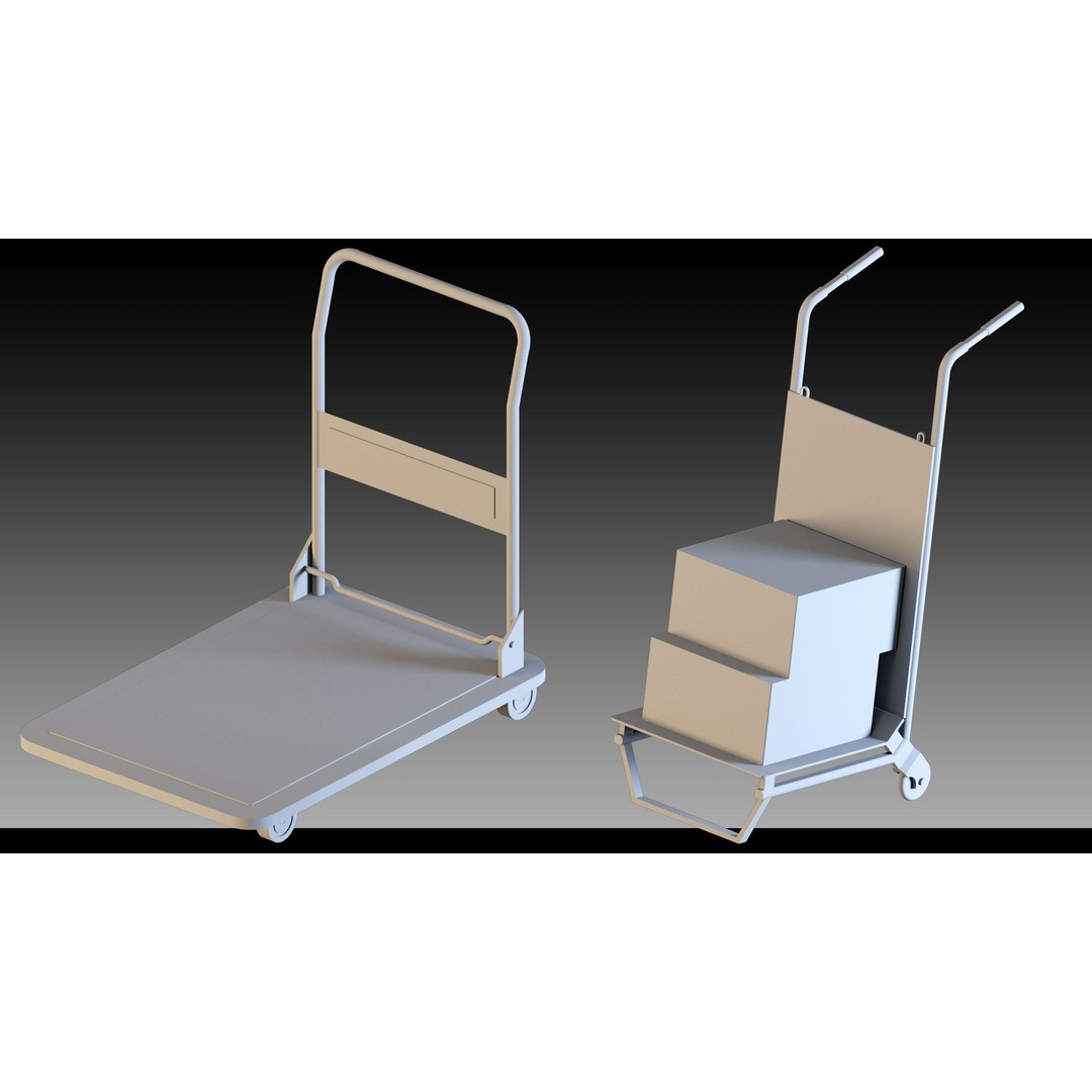 Transport Trolleys 3D Model – High Detail Industrial Props, FBX & Blender - View 10