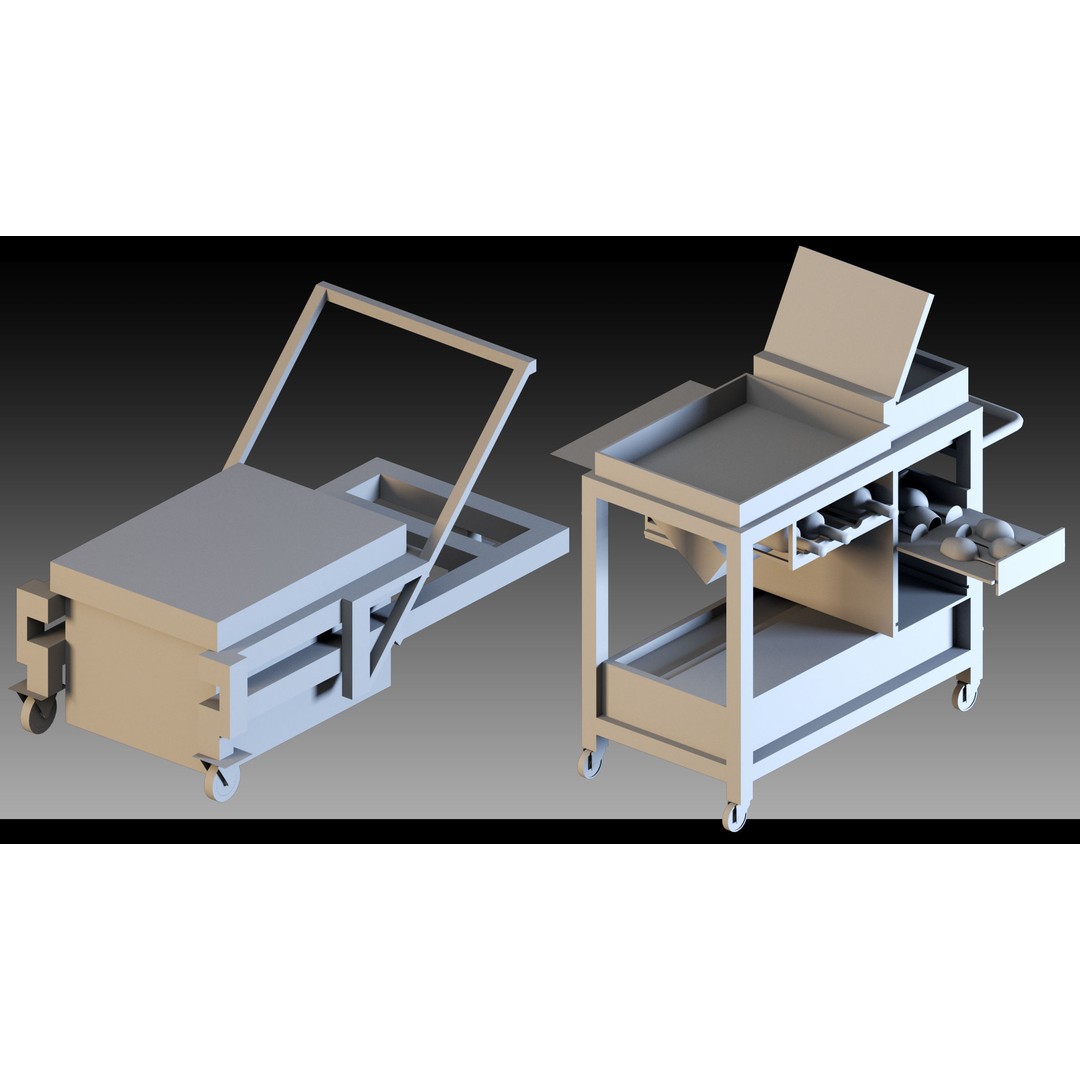 Transport Trolleys 3D Model – High Detail Industrial Props, FBX & Blender - View 16