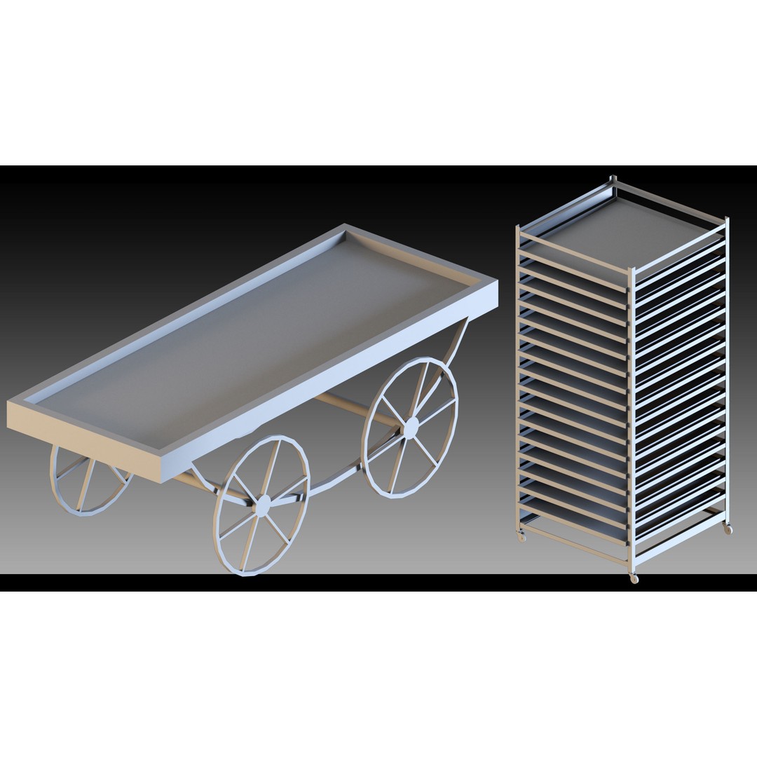 Transport Trolleys 3D Model – High Detail Industrial Props, FBX & Blender - View 4