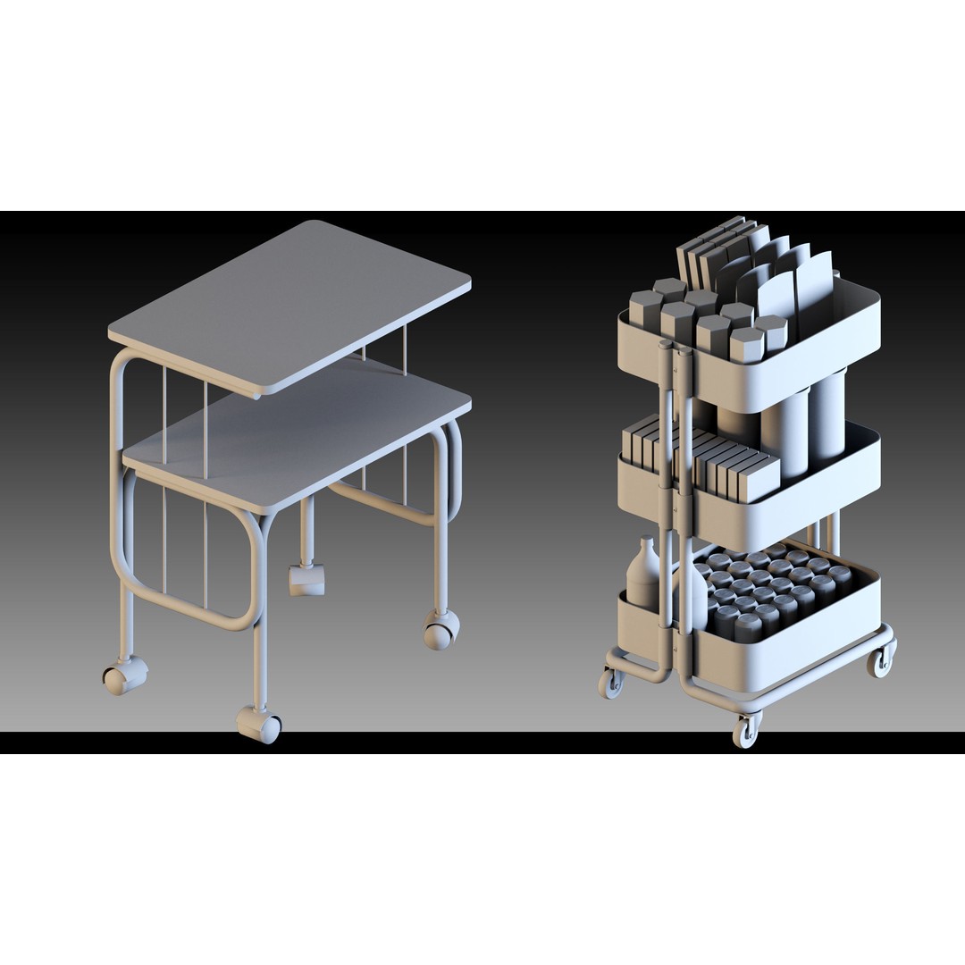 Transport Trolleys 3D Model – High Detail Industrial Props, FBX & Blender - View 8