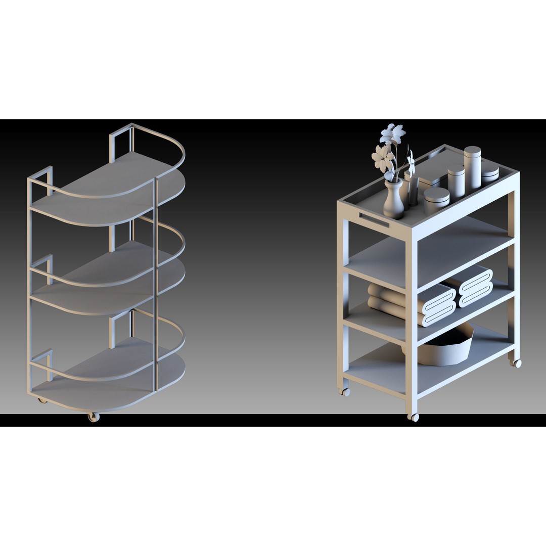 Transport Trolleys 3D Model – High Detail Industrial Props, FBX & Blender - View 9