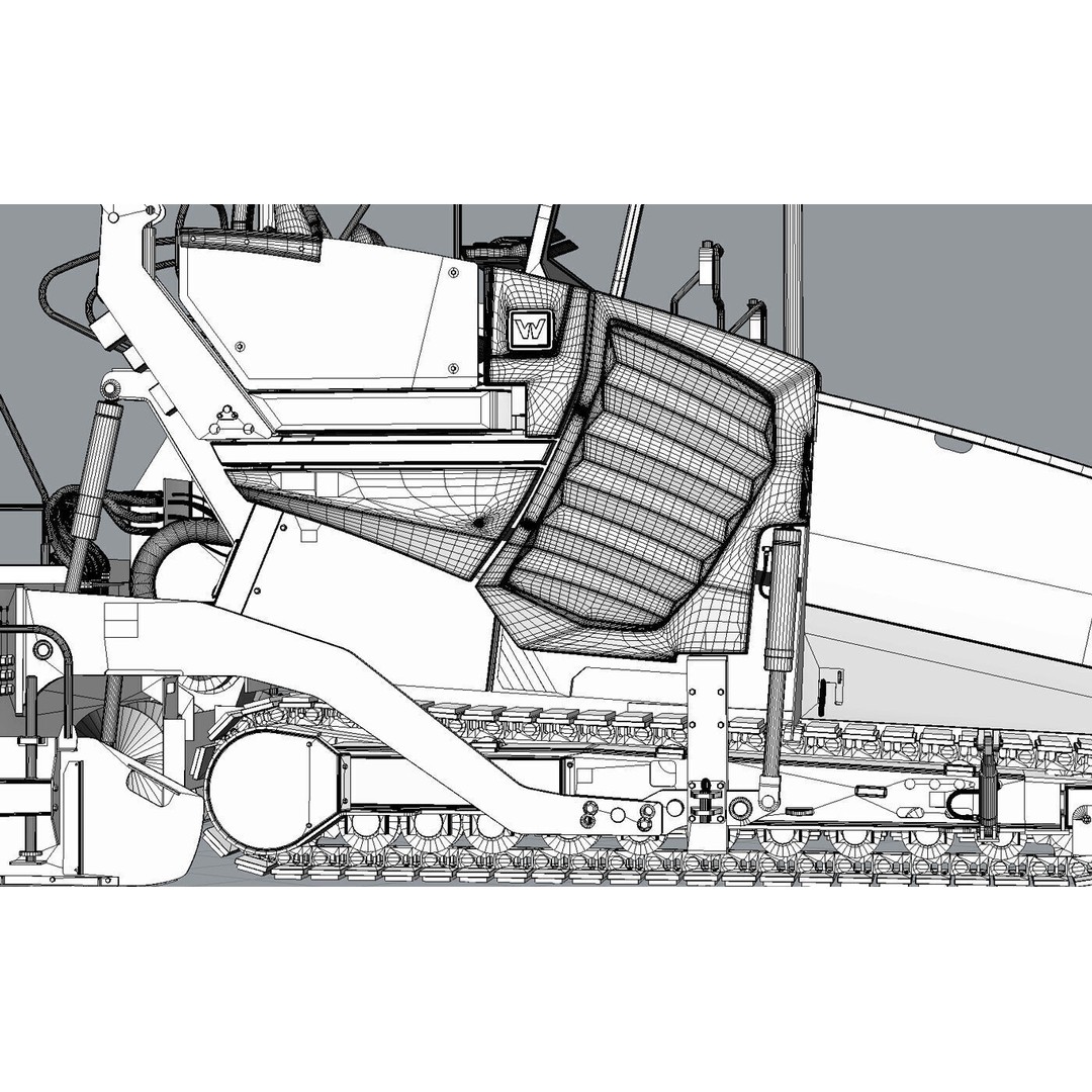 Vogele Super 2100 5i Asphalt Paver 3D Model – PBR Industrial Vehicle, FBX - View 25