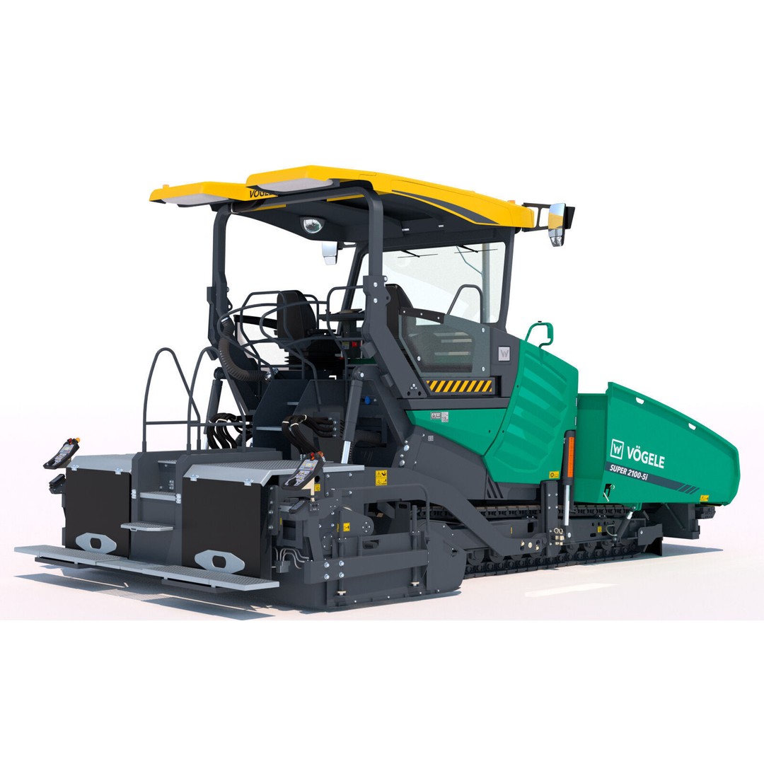 Vogele Super 2100 5i Asphalt Paver 3D Model – PBR Industrial Vehicle, FBX - View 4