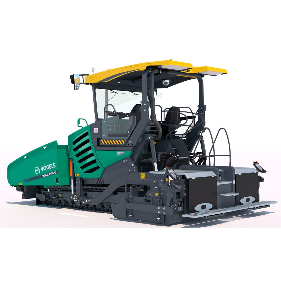 Vogele Super 2100 5i Asphalt Paver 3D Model – PBR Industrial Vehicle, FBX - View 5