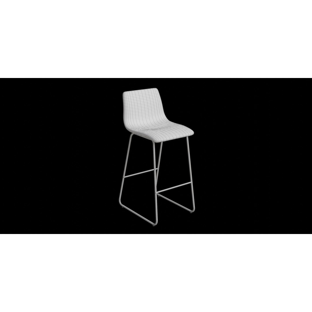 Faux Leather Bar Stool 3D Model – Low Poly PBR Kitchen Asset, Blender - View 4