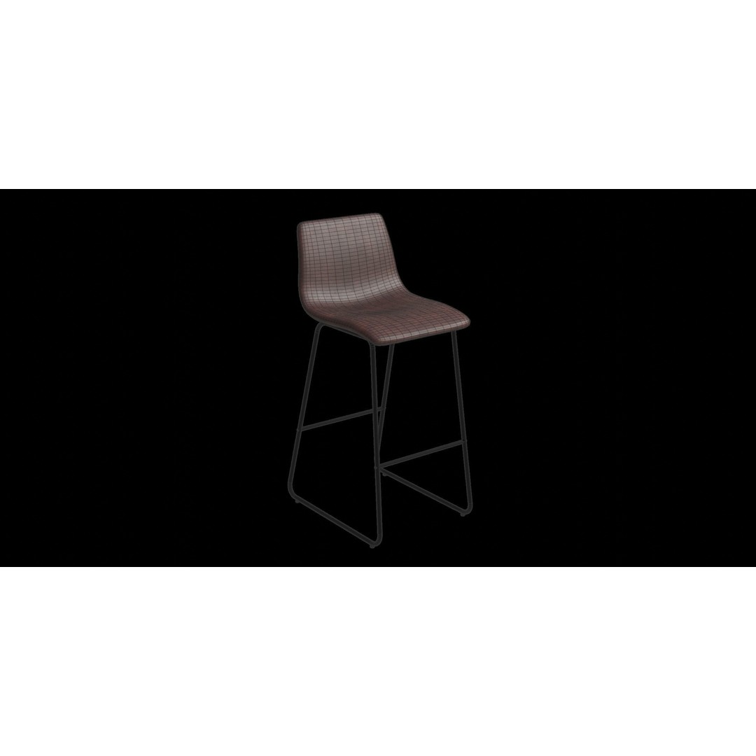 Faux Leather Bar Stool 3D Model – Low Poly PBR Kitchen Asset, Blender - View 5