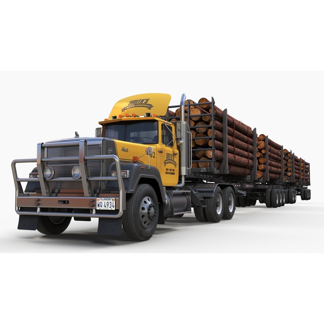 SuperLiner Logger Truck 3D Model – Low Poly Game Ready Asset, FBX - View 10