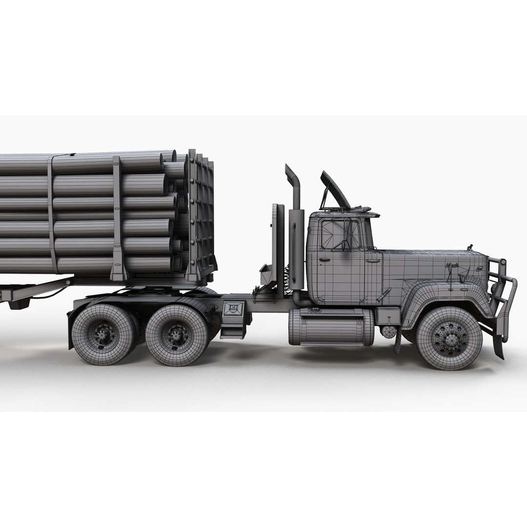 SuperLiner Logger Truck 3D Model – Low Poly Game Ready Asset, FBX - View 13