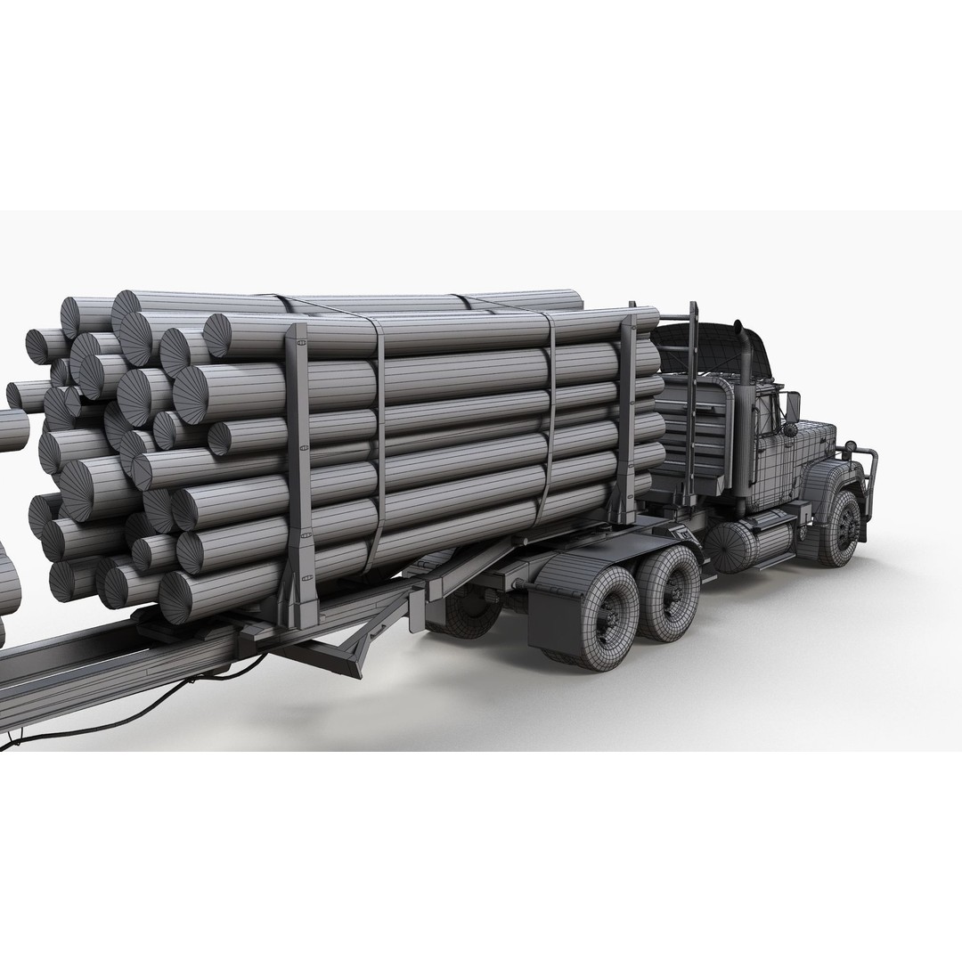 SuperLiner Logger Truck 3D Model – Low Poly Game Ready Asset, FBX - View 16