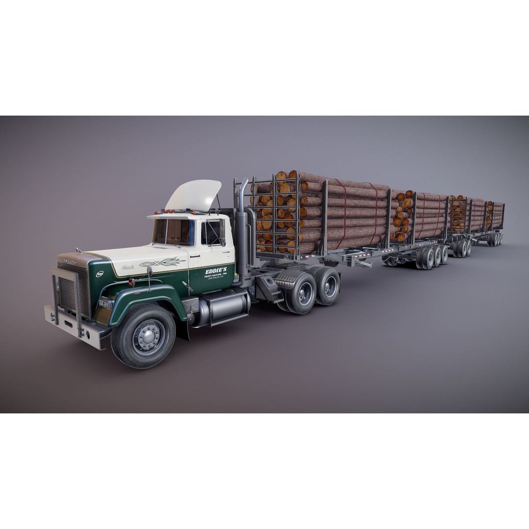 SuperLiner Logger Truck 3D Model – Low Poly Game Ready Asset, FBX - View 17