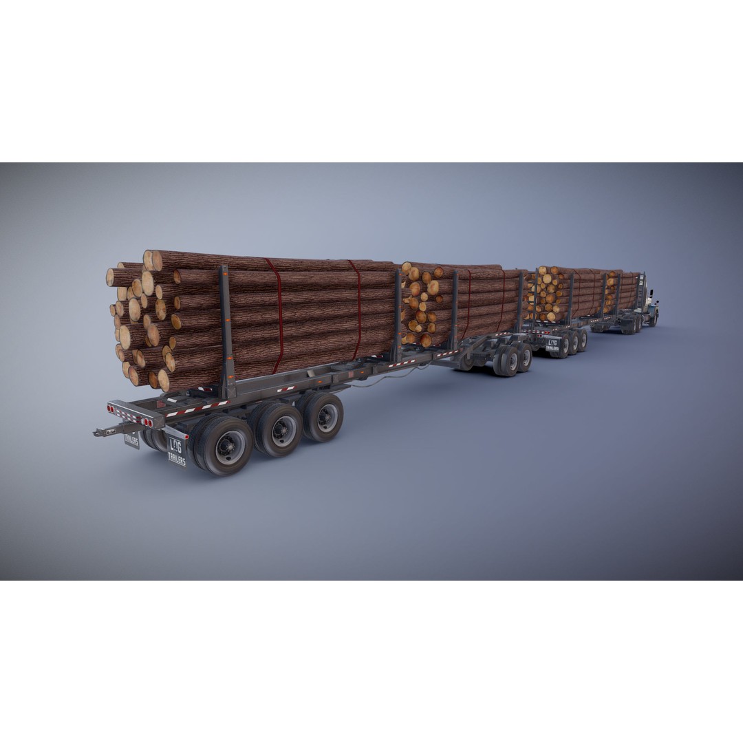 SuperLiner Logger Truck 3D Model – Low Poly Game Ready Asset, FBX - View 18