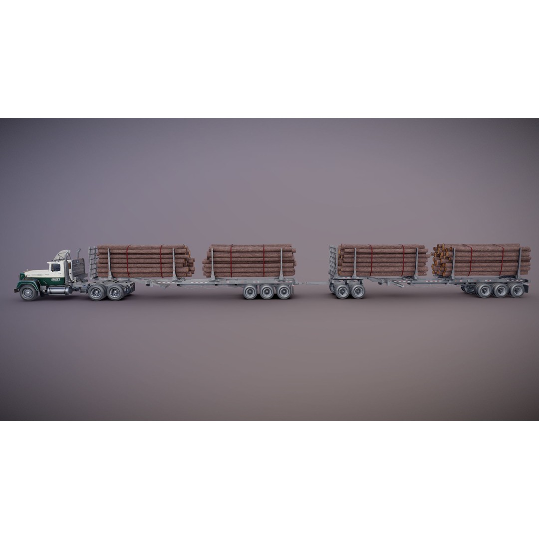 SuperLiner Logger Truck 3D Model – Low Poly Game Ready Asset, FBX - View 19