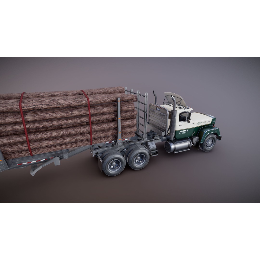 SuperLiner Logger Truck 3D Model – Low Poly Game Ready Asset, FBX - View 20