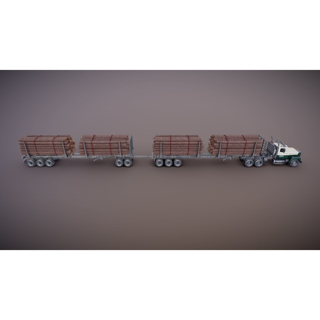 SuperLiner Logger Truck 3D Model – Low Poly Game Ready Asset, FBX - View 21