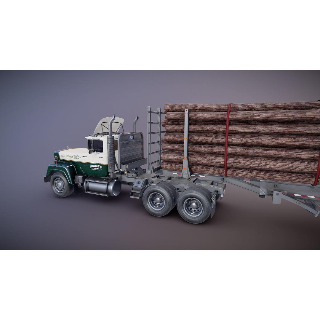 SuperLiner Logger Truck 3D Model – Low Poly Game Ready Asset, FBX - View 22