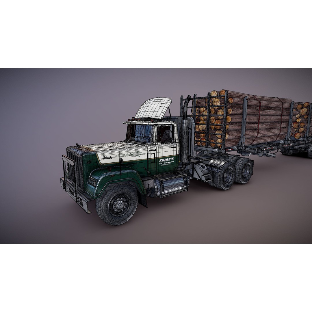 SuperLiner Logger Truck 3D Model – Low Poly Game Ready Asset, FBX - View 24