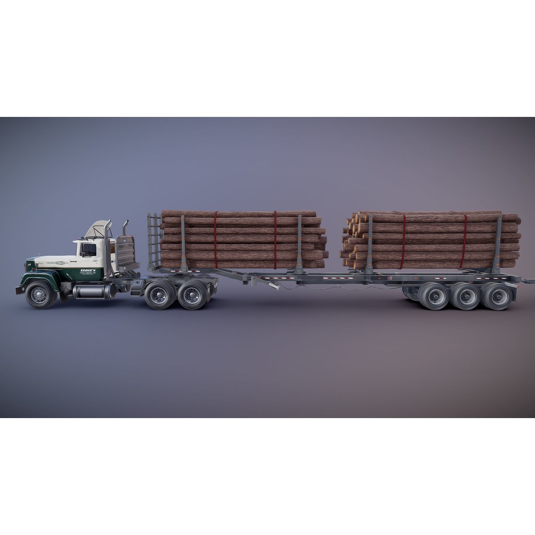 SuperLiner Logger Truck 3D Model – Low Poly Game Ready Asset, FBX - View 25