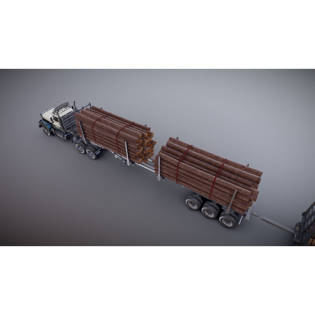 SuperLiner Logger Truck 3D Model – Low Poly Game Ready Asset, FBX - View 26