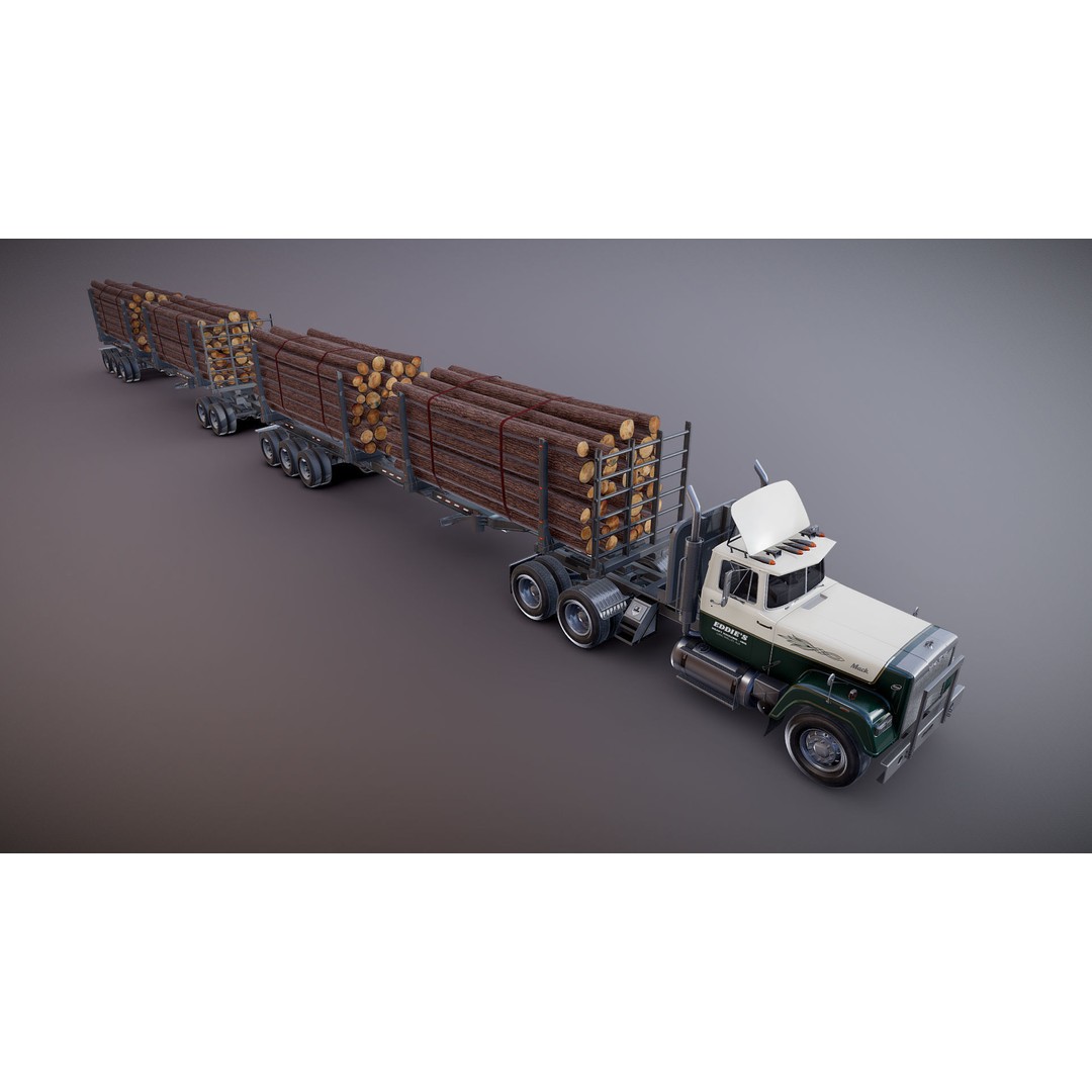 SuperLiner Logger Truck 3D Model – Low Poly Game Ready Asset, FBX - View 27