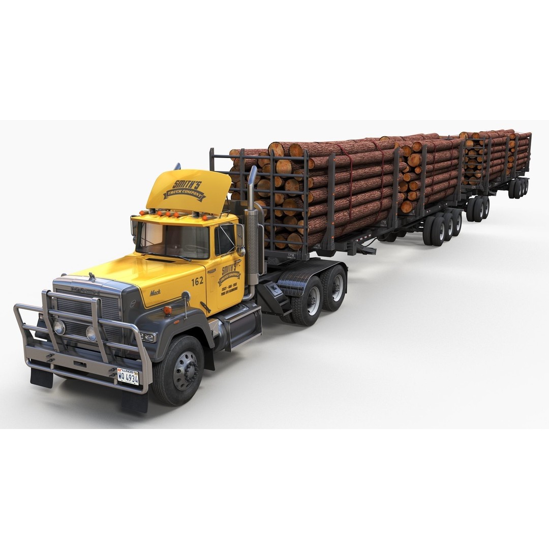 SuperLiner Logger Truck 3D Model – Low Poly Game Ready Asset, FBX - View 3