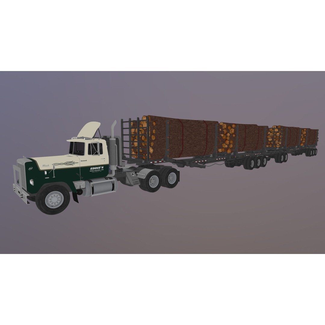 SuperLiner Logger Truck 3D Model – Low Poly Game Ready Asset, FBX - View 36