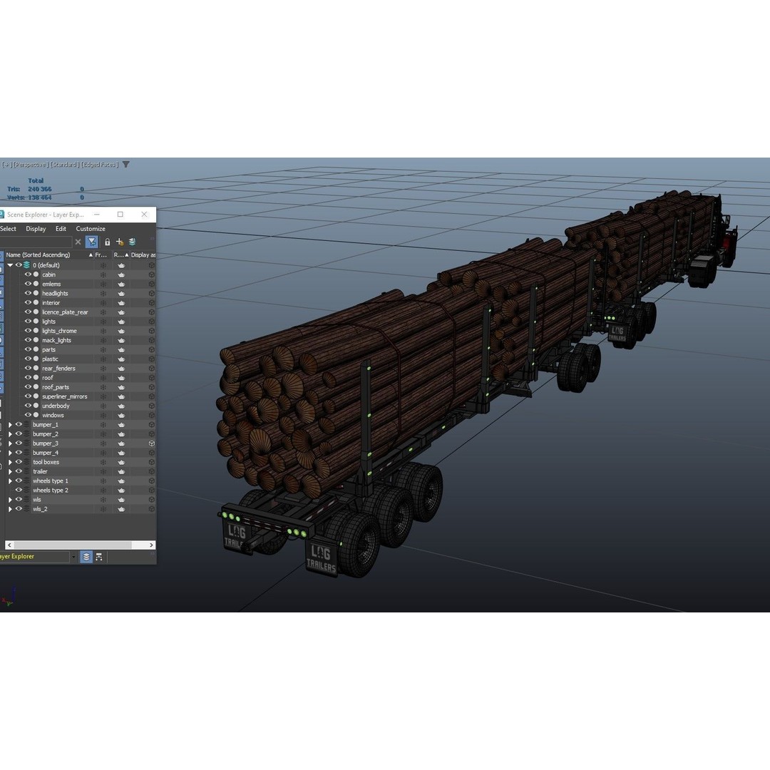 SuperLiner Logger Truck 3D Model – Low Poly Game Ready Asset, FBX - View 39